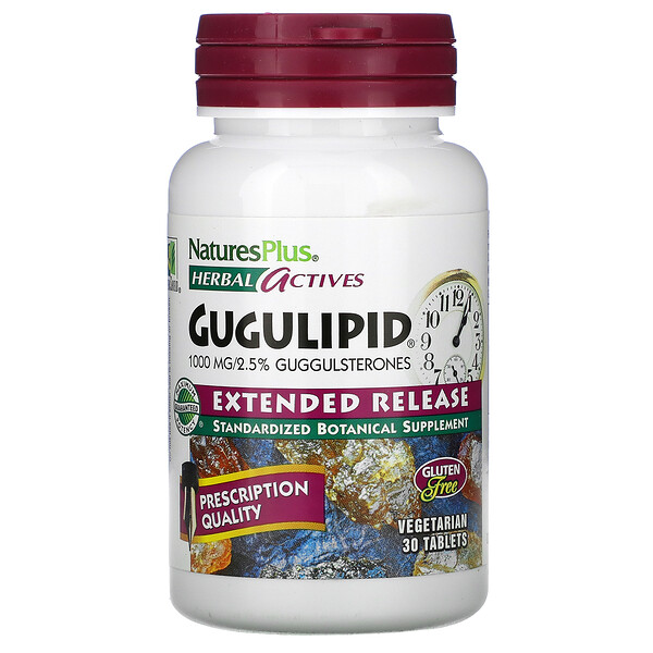 Herbal Actives, Гугулипид, пролонгированное высвобождение, 1000 мг, 30 вегетарианских таблеток NaturesPlus