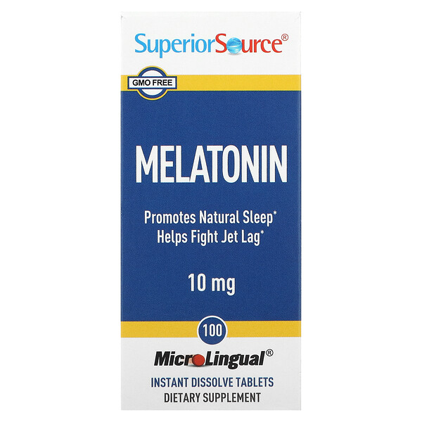 Мелатонин, 10 мг, 100 быстрорастворимых таблеток MicroLingual Superior Source