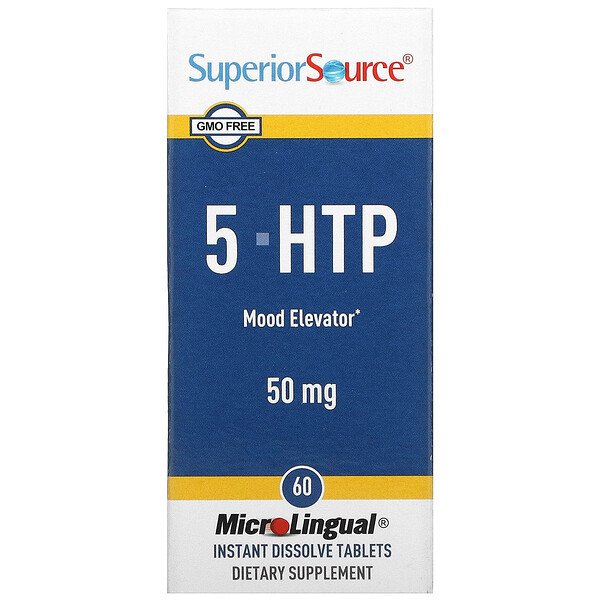 5-HTP, 50 мг, 60 микролингвальных таблеток растворимых во рту - Superior Source Superior Source