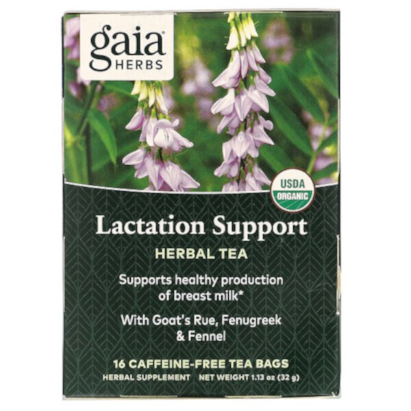 Herbal Tea, Поддержка лактации, без кофеина, 16 чайных пакетиков, 1,13 унции (32 г) Gaia Herbs