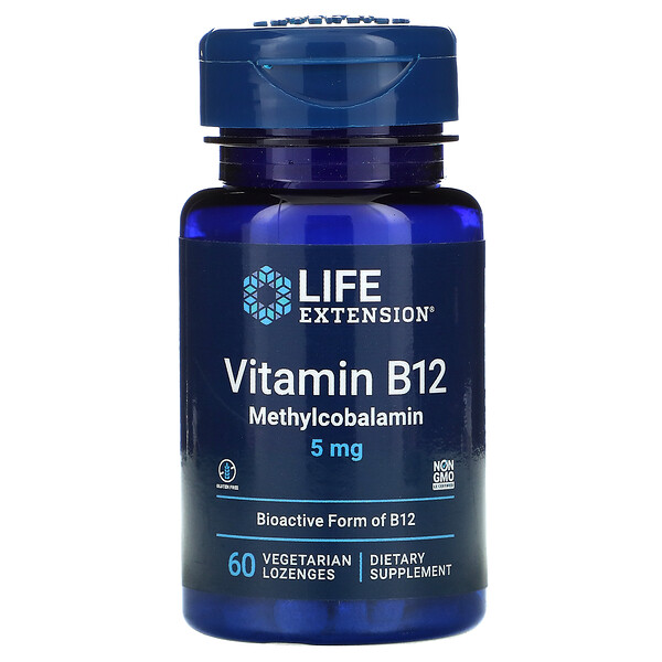 Витамин B12 Метилкобаламин - 5 мг - 60 растительных таблеток - Life Extension Life Extension