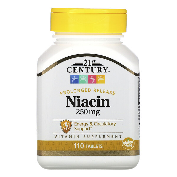 Ниацин, пролонгированное высвобождение, 250 мг, 110 таблеток 21st Century