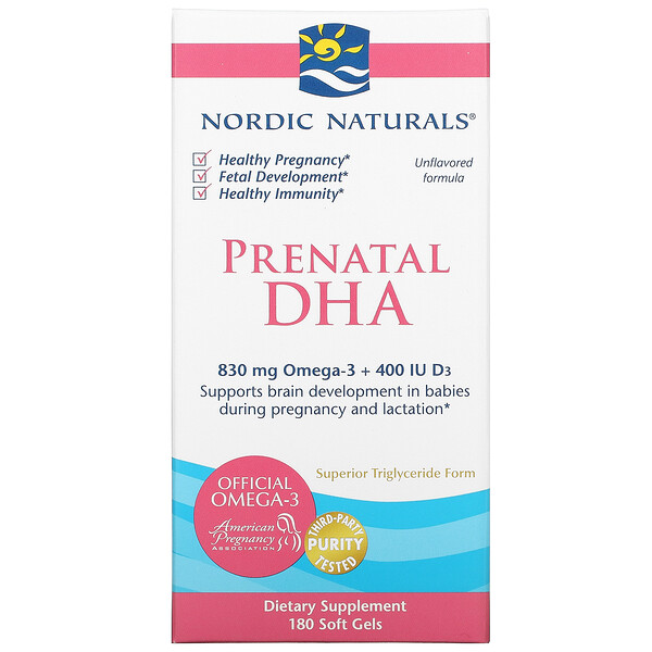 Prenatal DHA, формула без вкуса, 180 мягких желатиновых капсул Nordic Naturals