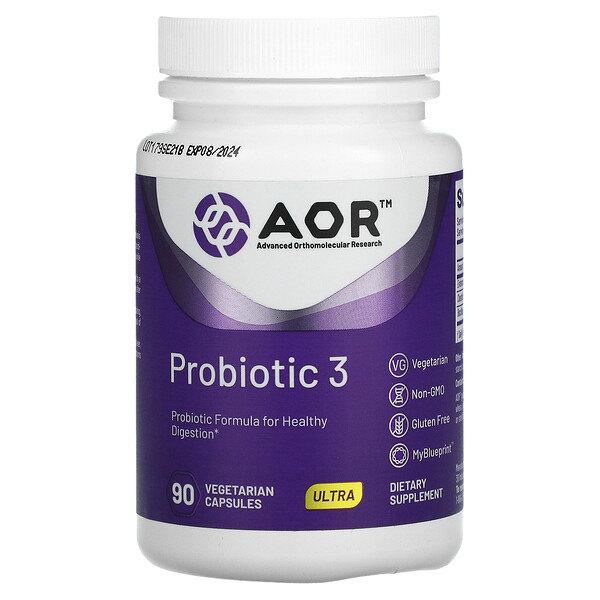 Пробиотик 3, 90 вегетарианских капсул Advanced Orthomolecular Research AOR