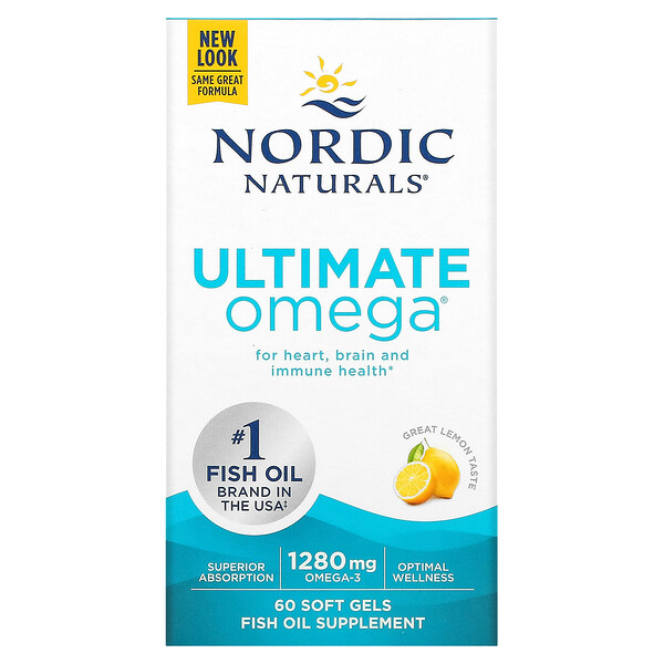 Ultimate Omega, Лимон, 1280 мг, 60 мягких таблеток (640 мг на мягкую желатиновую таблетку) Nordic Naturals