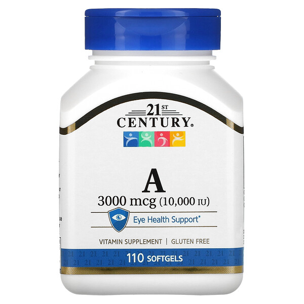 Витамин А, 3000 мкг (10 000 МЕ), 110 мягких таблеток 21st Century