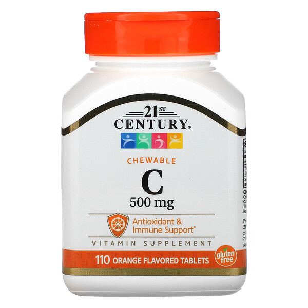 Витамин C, Апельсиновый вкус - 500 мг - 110 таблеток - 21st Century 21st Century