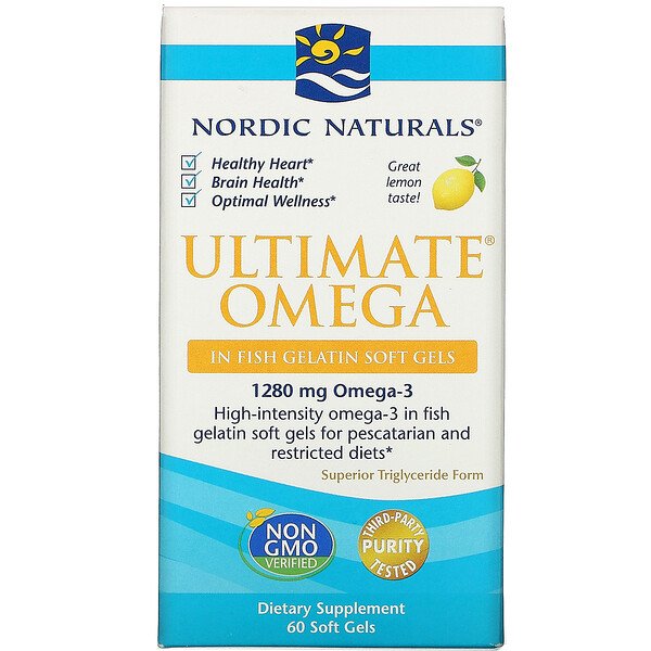 Ultimate Omega, Лимон, 640 мг, 60 мягких желатиновых капсул Nordic Naturals