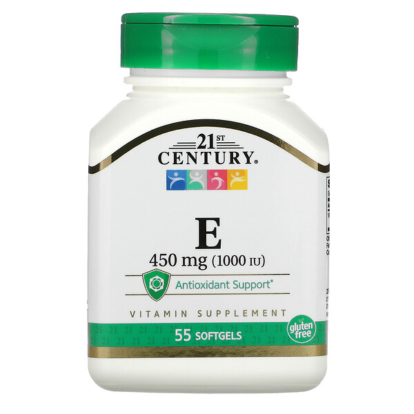 Е, 450 мг (1000 МЕ), 55 мягких таблеток 21st Century