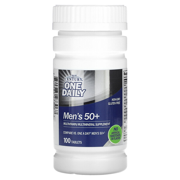 One Daily, для мужчин 50+, поливитамины и мультиминералы, 100 таблеток 21st Century