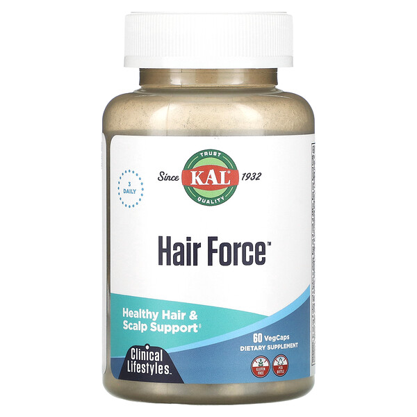 Hair Force, Высокоэффективный биотин, 60 вегетарианских капсул KAL