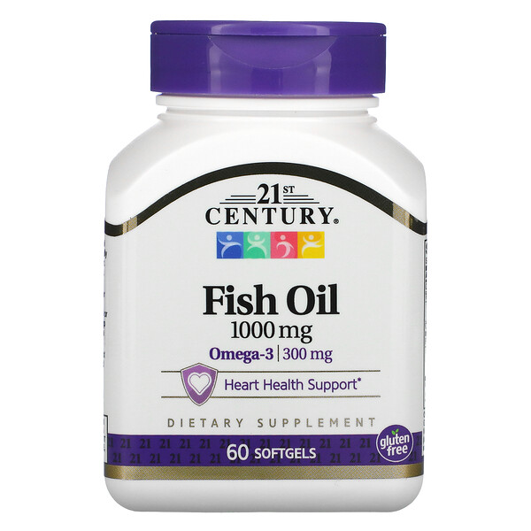 Рыбий жир, 1000 мг, 60 мягких таблеток 21st Century
