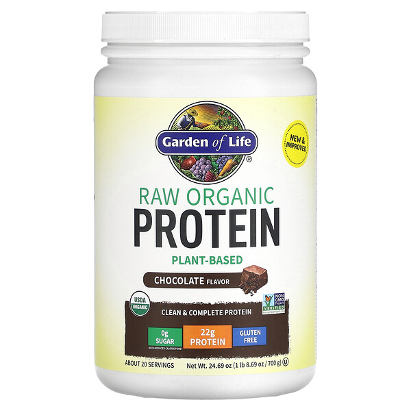 RAW Organic Protein, растительный, вкус шоколада - 700г - Garden of Life Garden of Life