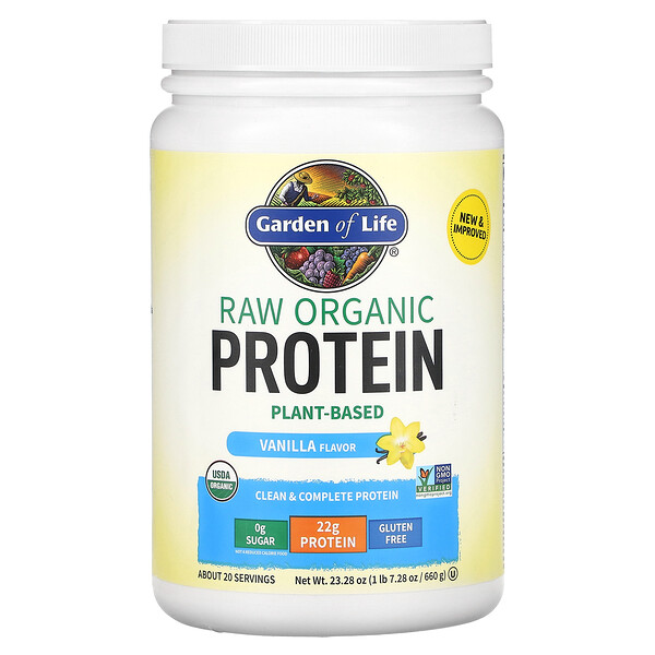 Органический протеин RAW, ваниль, 1 фунт 7,28 унции (660 г) Garden of Life