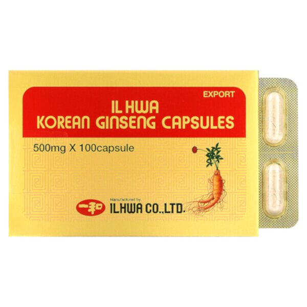 Капсулы корейского женьшеня, 500 мг, 100 капсул Ilhwa