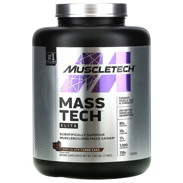 Mass-Tech Elite, Научно улучшенный гейнер для наращивания мышечной массы, шоколадная помадка, 7,00 фунтов (3,18 кг) Muscletech