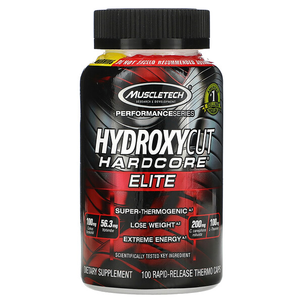 Hardcore, Elite, 100 быстродействующих термокапсул Hydroxycut