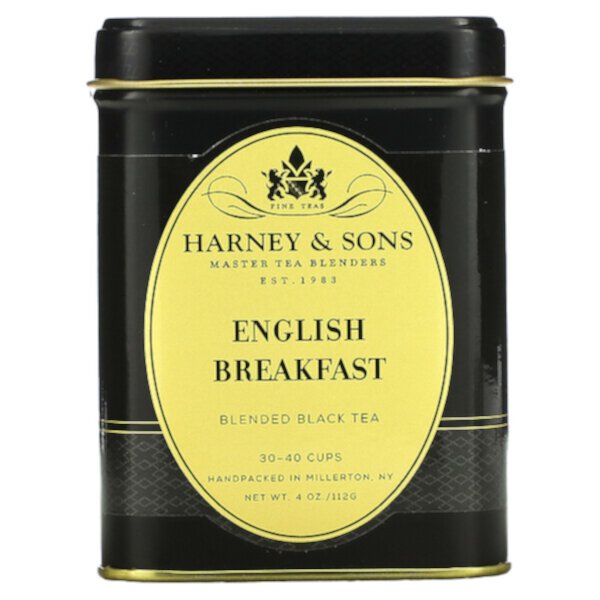 Черный чай, смесь английского завтрака, 4 унции (112 г) Harney & Sons