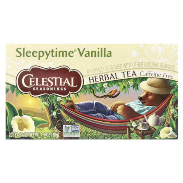 Herbal Tea, Sleepytime Vanilla, без кофеина, 20 чайных пакетиков, 1,1 унции (30 г) Celestial Seasonings