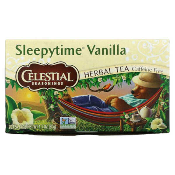 Herbal Tea, Sleepytime Vanilla, без кофеина, 20 чайных пакетиков, 1,1 унции (30 г) Celestial Seasonings