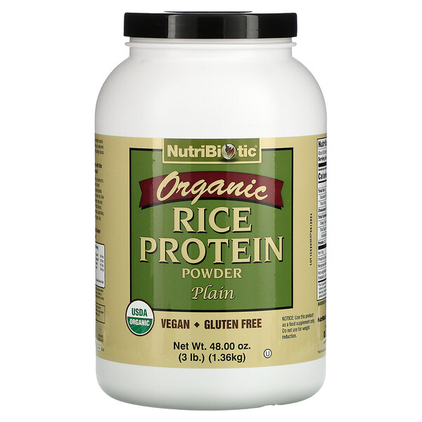 Органический рисовый протеиновый порошок, простой, 3 фунта (1,36 кг) NutriBiotic