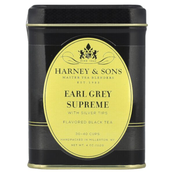 Черный чай, Earl Grey Supreme с серебряными типсами, 4 унции Harney & Sons