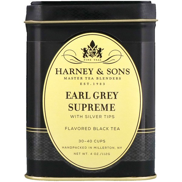 Черный чай, Earl Grey Supreme с серебряными типсами, 4 унции Harney & Sons