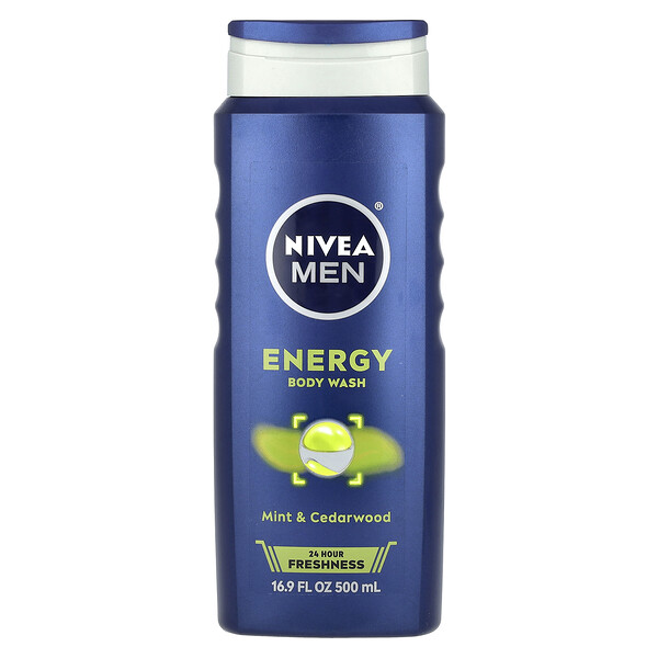 Гель для тела для мужчин, Energy, мята и кедр, 16,9 жидких унций (500 мл) Nivea