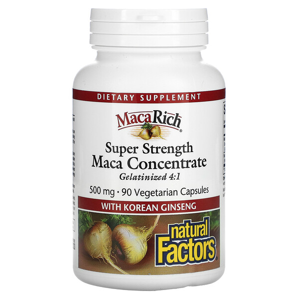 Organic MacaRich, Суперсильная мака с женьшенем, 500 мг, 90 вегетарианских капсул Natural Factors