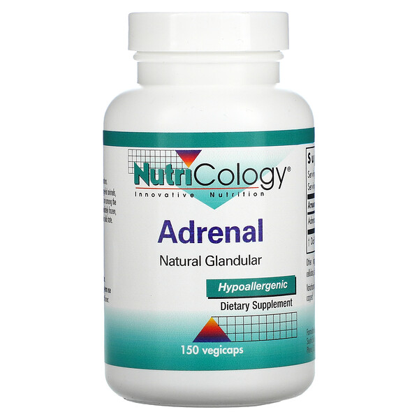 Adrenal, Natural Glandular, 150 растительных капсул Nutricology