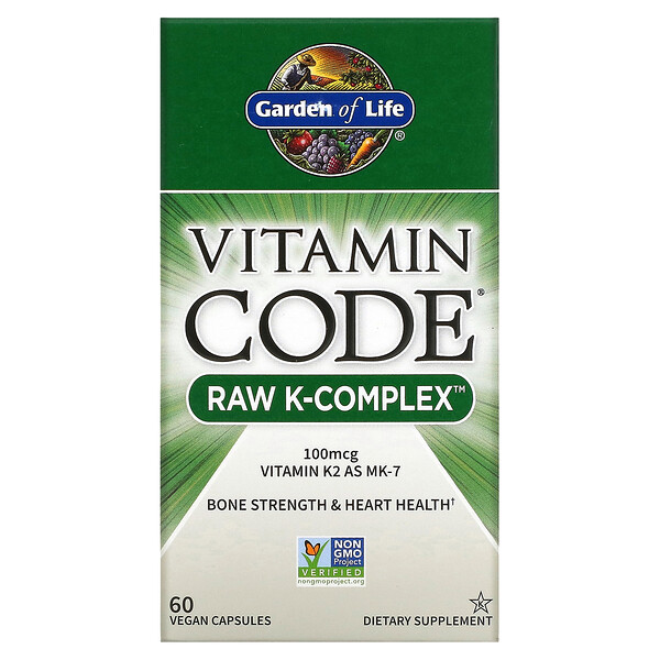 Vitamin Code, RAW K-Complex - 60 Веганских Капсул - Garden of Life Garden of Life