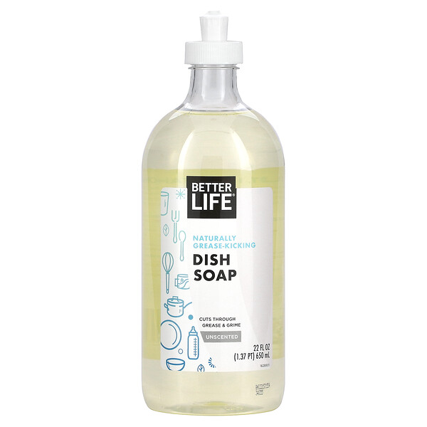 Натуральное средство для мытья посуды, удаляющее жир, без запаха, 22 жидких унции (651 мл) Better Life