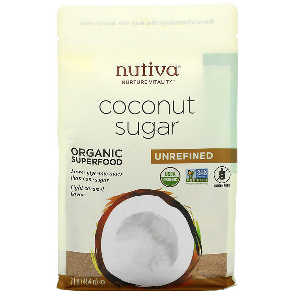 Органический кокосовый сахар, нерафинированный, 1 фунт (454 г) Nutiva