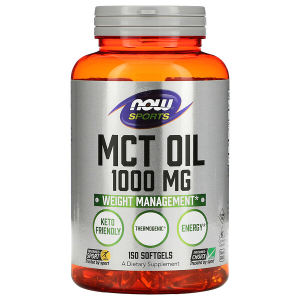 Sports, Масло MCT, 1000 мг, 150 мягких таблеток NOW Foods