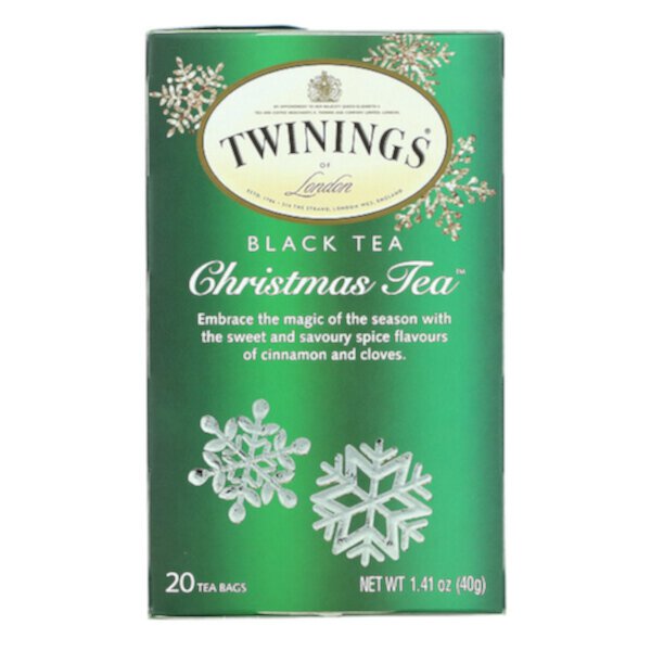 Black Tea, Рождественский чай, 20 чайных пакетиков, 1,41 унции (40 г) Twinings