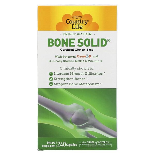 Triple Action Bone Solid - 240 капсул - Country Life Country Life