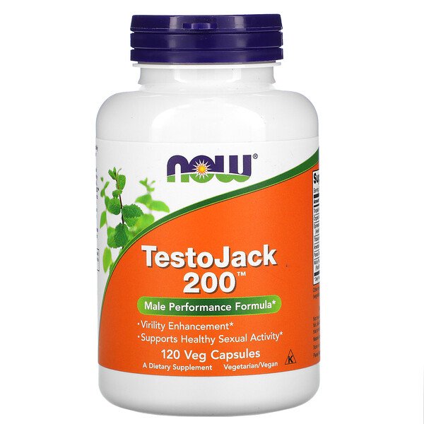 TestoJack 200, 120 Veg Capsules (Вегетарианские капсулы) NOW Foods