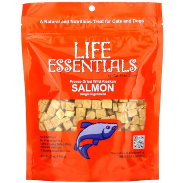 Life Essentials, Сублимированный дикий лосось с Аляски, для кошек и собак, 5 унций (142 г) Cat-Man-Doo