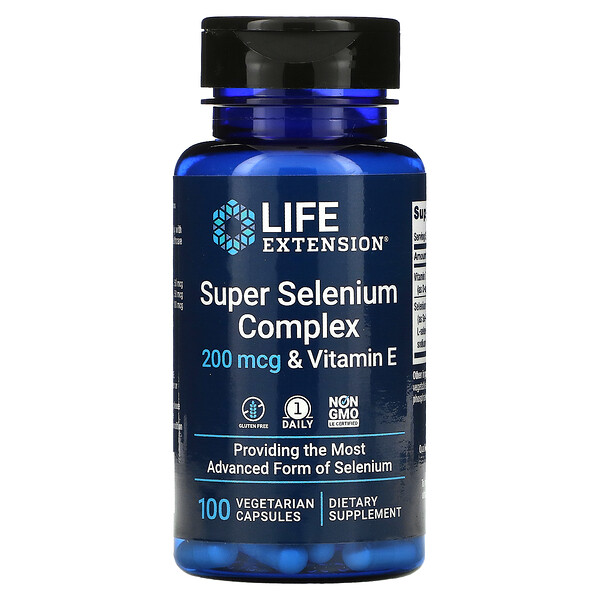 Super Selenium Complex & Vitamin E, 200 мкг, 100 вегетарианских капсул Life Extension