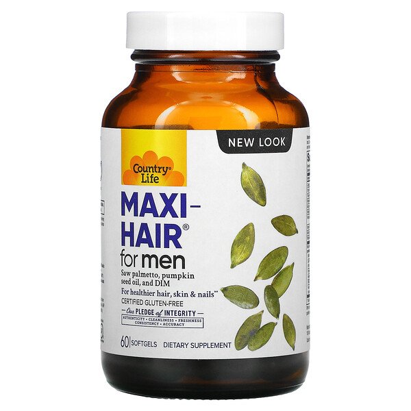 Maxi-Hair для мужчин, 60 мягких таблеток Country Life