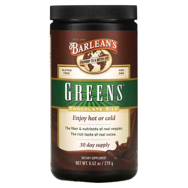 Greens, Шоколадный шелк, 9,52 унции (270 г) Barlean's