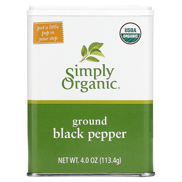 Молотый черный перец, 4 унции (113,4 г) Simply Organic