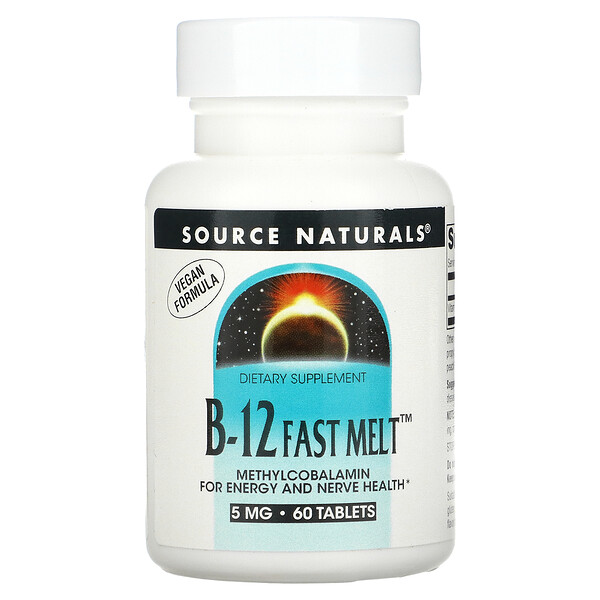 B-12 Fast Melt, 5 мг, 60 таблеток Source Naturals