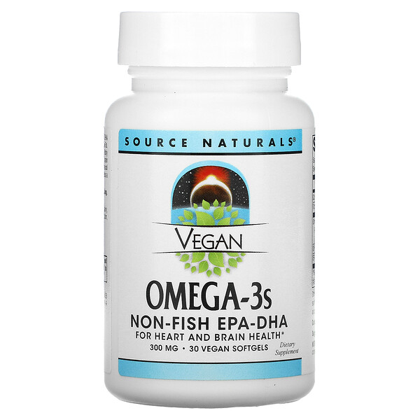Vegan Omega-3s EPA-DHA, не содержащие рыбу, 300 мг, 30 веганских мягких желатиновых капсул Source Naturals