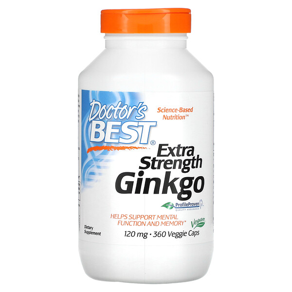 Экстракт Гинкго Билоба, 120 мг, 360 вегетарианских капсул - Doctor's Best Doctor's Best