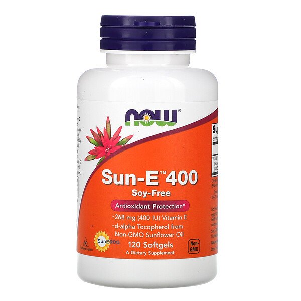 Sun-E 400, 120 гелевых капсул NOW Foods