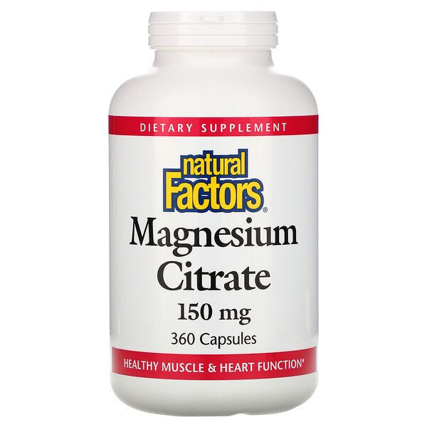 Цитрат магния, 150 мг, 360 капсул Natural Factors