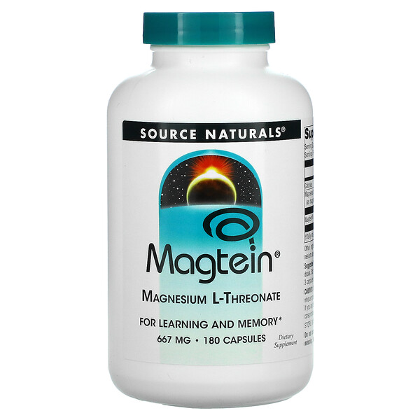 Magtein, L-треонат магния, 667 мг, 180 капсул Source Naturals