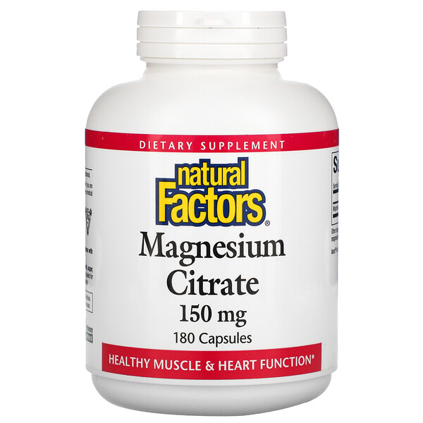 Цитрат магния, 150 мг, 180 капсул Natural Factors