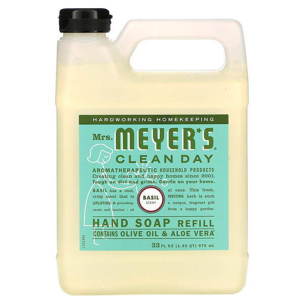 Сменный блок мыла для рук, базилик, 33 жидких унции (975 мл) Mrs. Meyers Clean Day